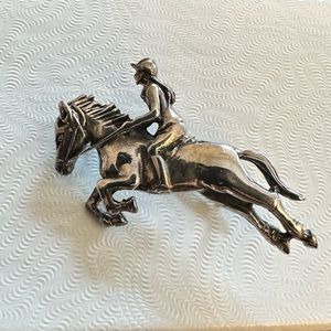 Sterling Silver Equestrian Hunter Jumper Horse Riding Pin